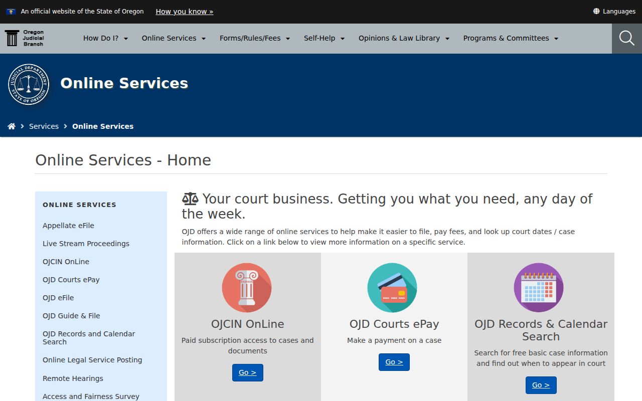 Coos County criminal court online service choices