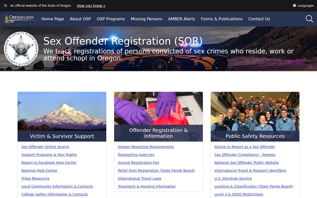 Coos County sex offender search through Oregon State Police